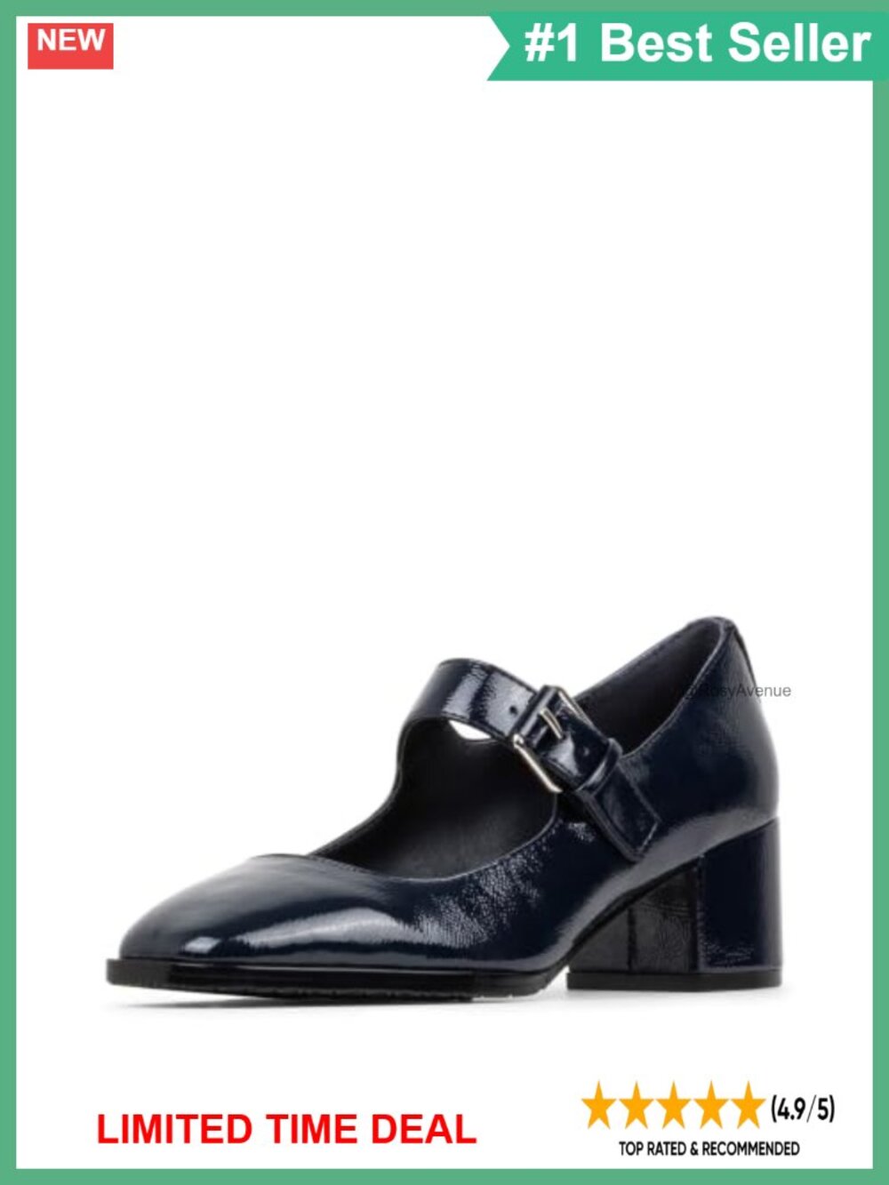Mary Jane Block Heel Faux Leather Work Dress Shoes Memory Foam Insole